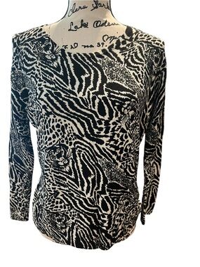 Vintage Elizabeth New York Mixed Animal Print Sweater Top